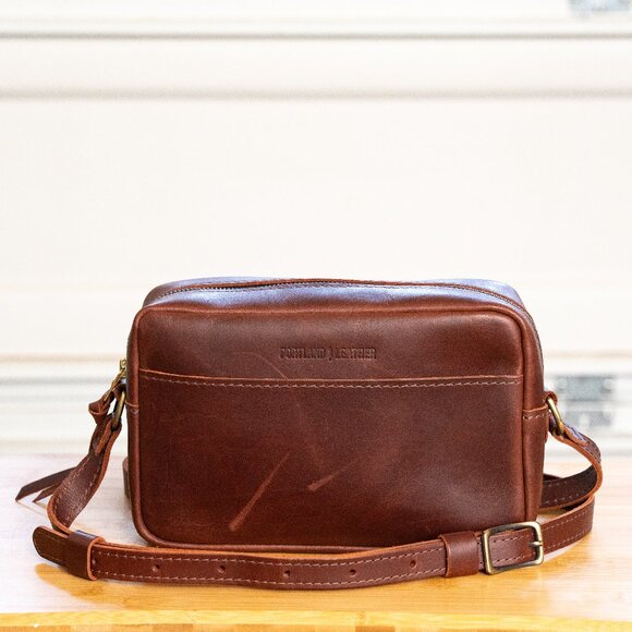Portland Leather Handbags - Portland Leather Goods Large Camera Bag in Cognac